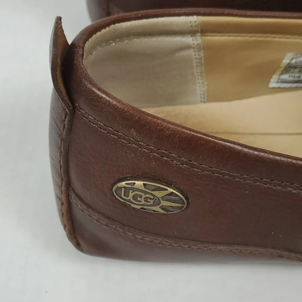 UGG brown leather men slip on shoes mocasin size 12